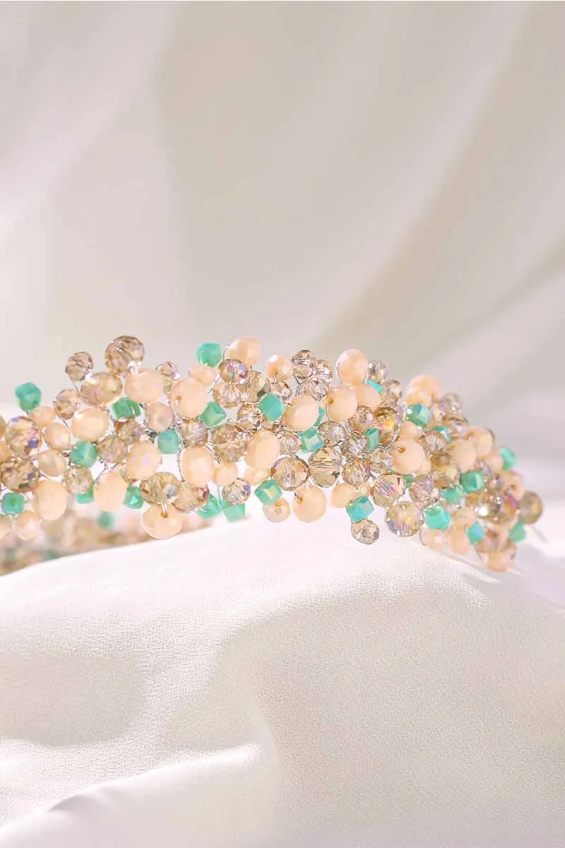 2025 Boho Turquoise Headbands Bridal Crystal Gemstone Raw Stone Crown