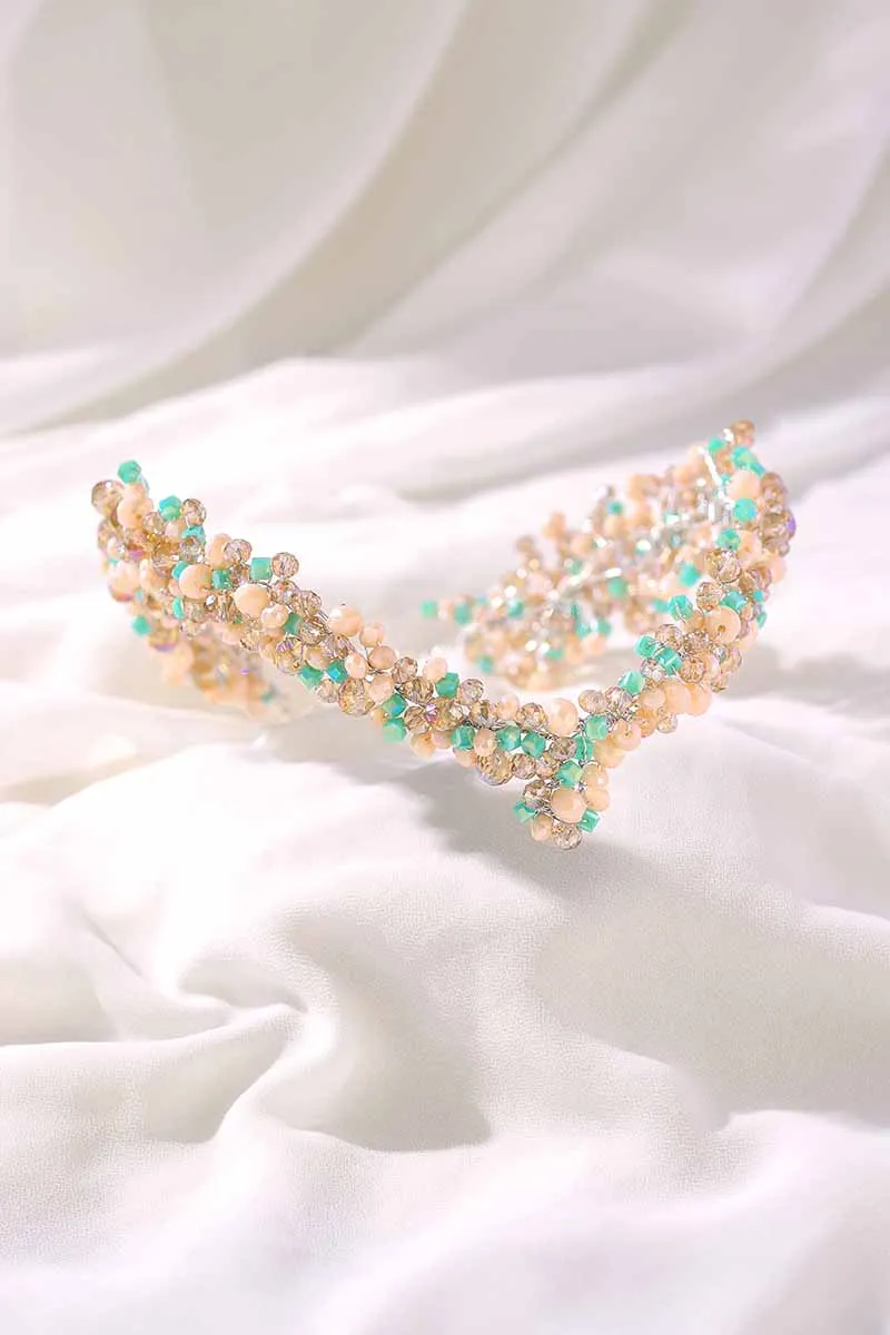 2025 Boho Turquoise Headbands Bridal Crystal Gemstone Raw Stone Crown