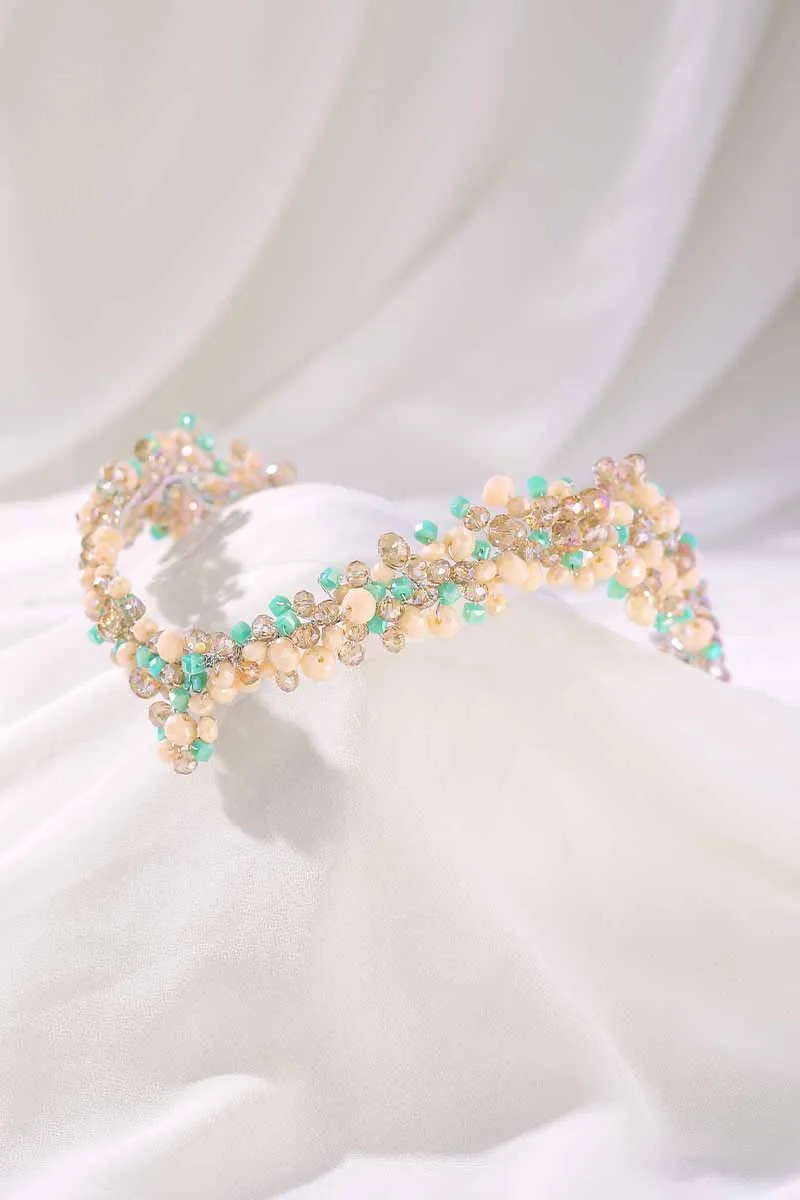 2025 Boho Turquoise Headbands Bridal Crystal Gemstone Raw Stone Crown