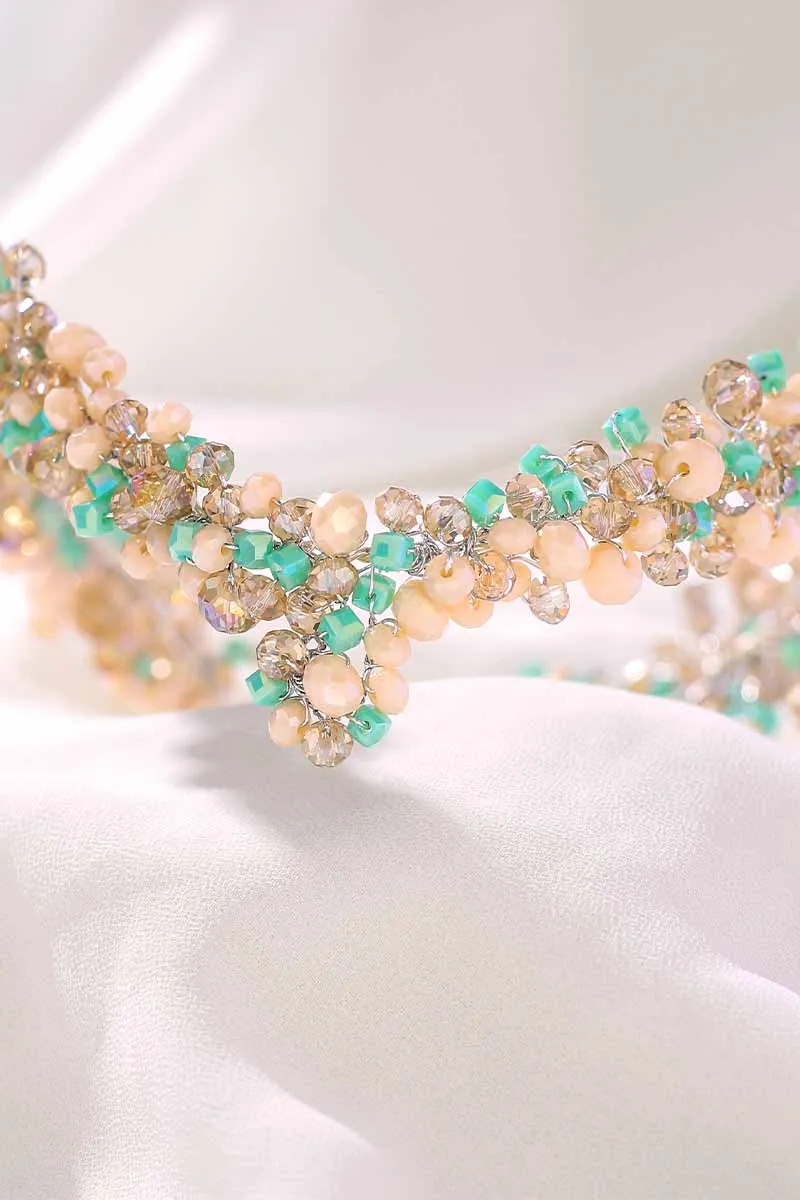 2025 Boho Turquoise Headbands Bridal Crystal Gemstone Raw Stone Crown