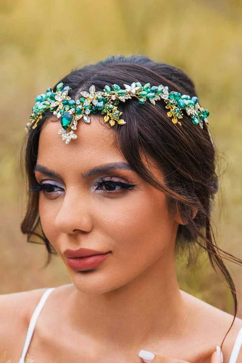 2025 Boho Turquoise Headbands Bridal Diamond Tiara Wedding Accessories