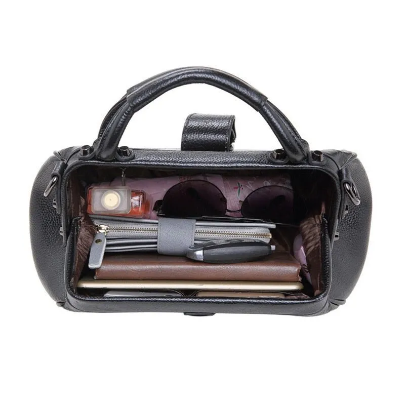 AlliLux Leather Alligator Clasp Crossbody Tote