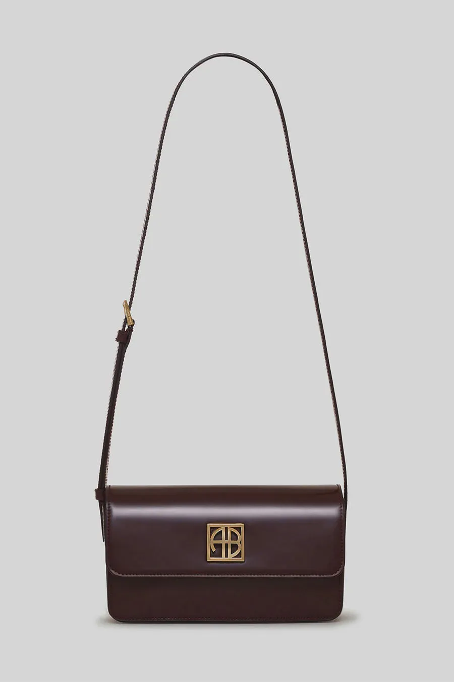 Anine Bing Elly Crossbody Bag in High-Shine Burgundy