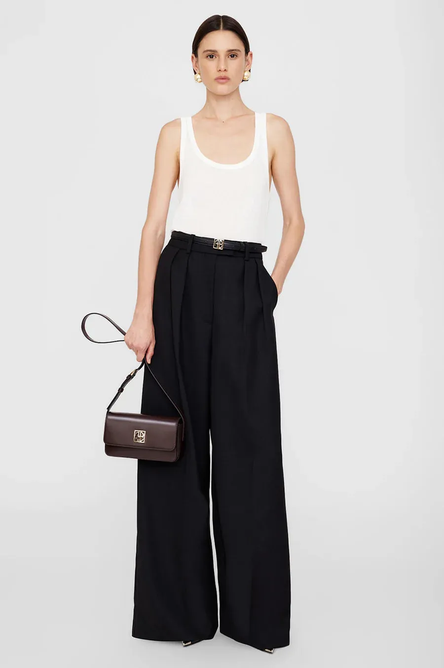 Anine Bing Elly Crossbody Bag in High-Shine Burgundy