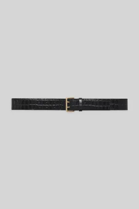 Anine Bing Mila Belt in Embossed Black