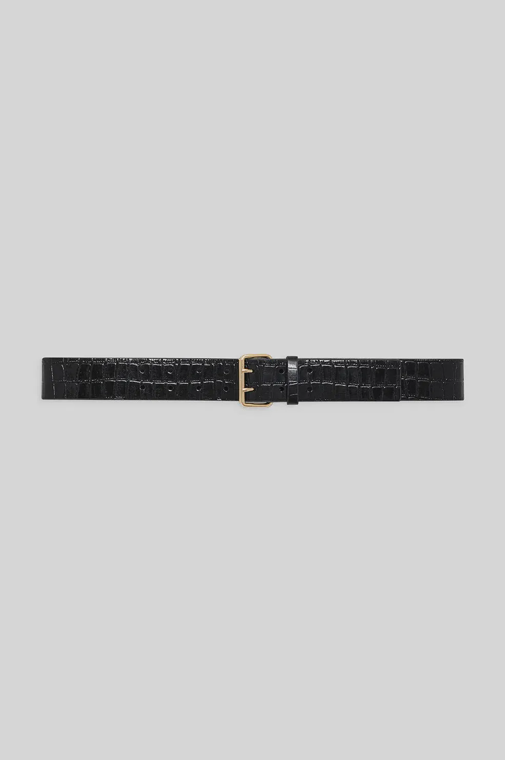 Anine Bing Mila Belt in Embossed Black