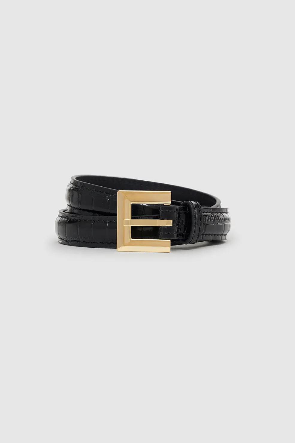 Anine Bing Nicola Belt in Black Embossed
