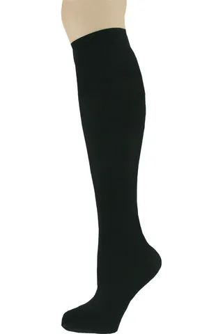 Black Sox Trot Solid Opaque Knee Highs (Women's)