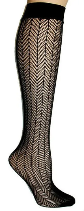 Black Stockholm Textured Knee High Trouser Socks (Women's)