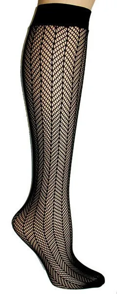 Black Stockholm Textured Knee High Trouser Socks (Women's)