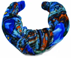 Blue Roses - silk velvet knot headband