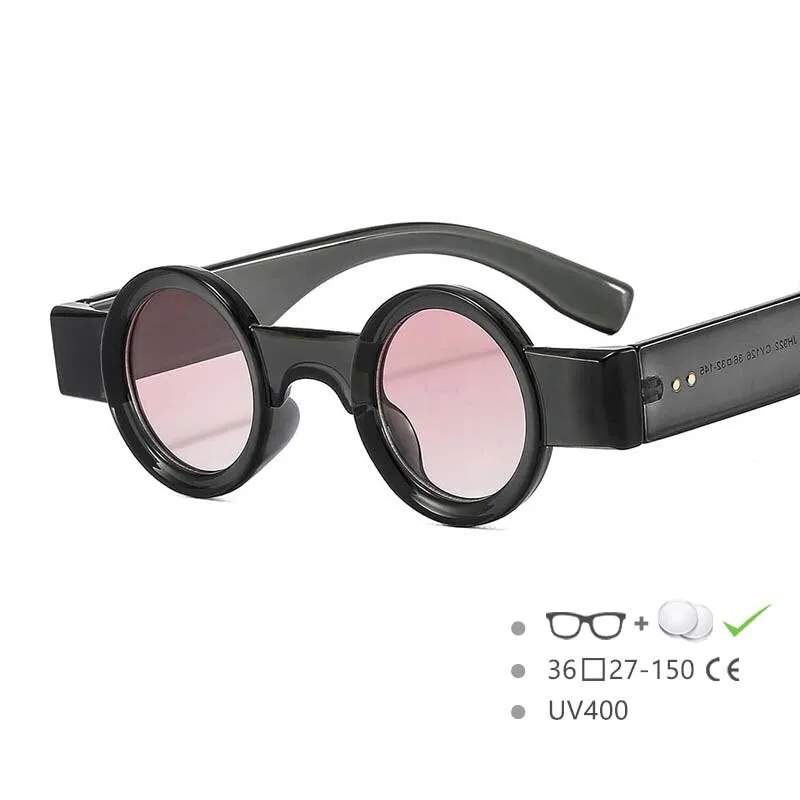 CCspace Unisex Full Rim Small Round Acetate Punk Frame Sunglasses 54609