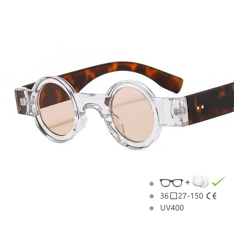CCspace Unisex Full Rim Small Round Acetate Punk Frame Sunglasses 54609