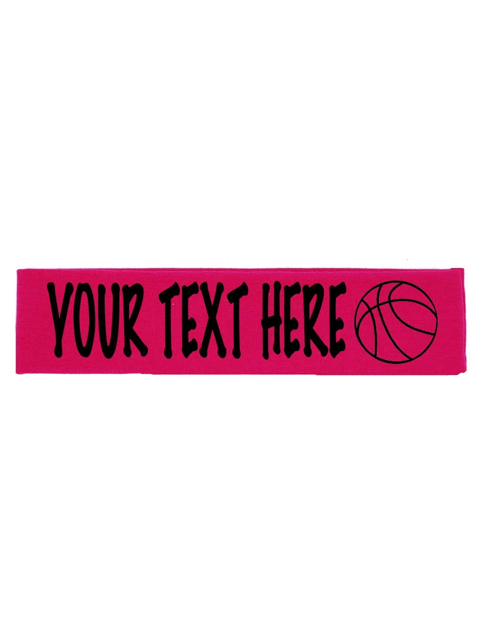 Custom BASKETBALL Cotton Headband - Flat (Non Sparkle) Letters!