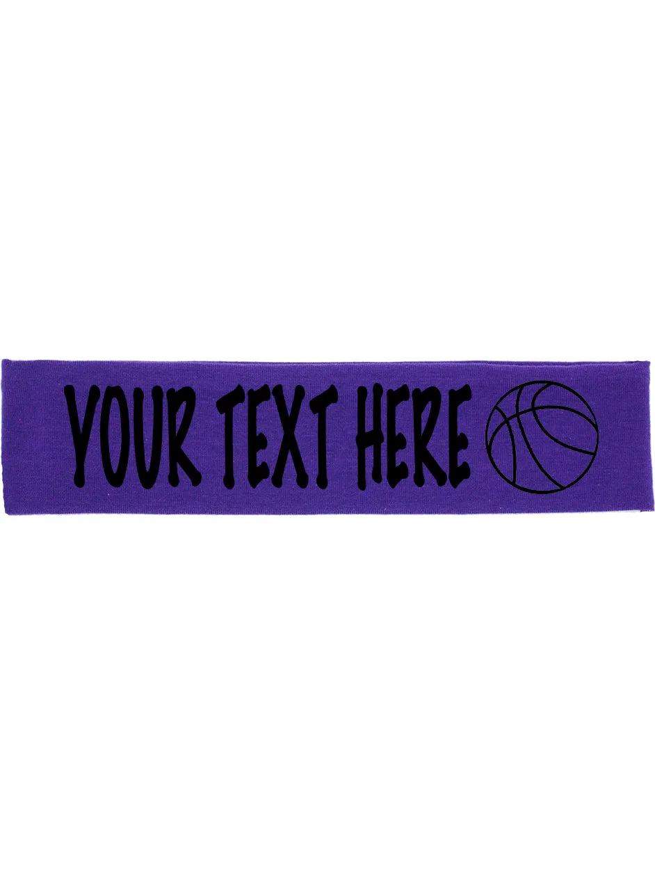 Custom BASKETBALL Cotton Headband - Flat (Non Sparkle) Letters!