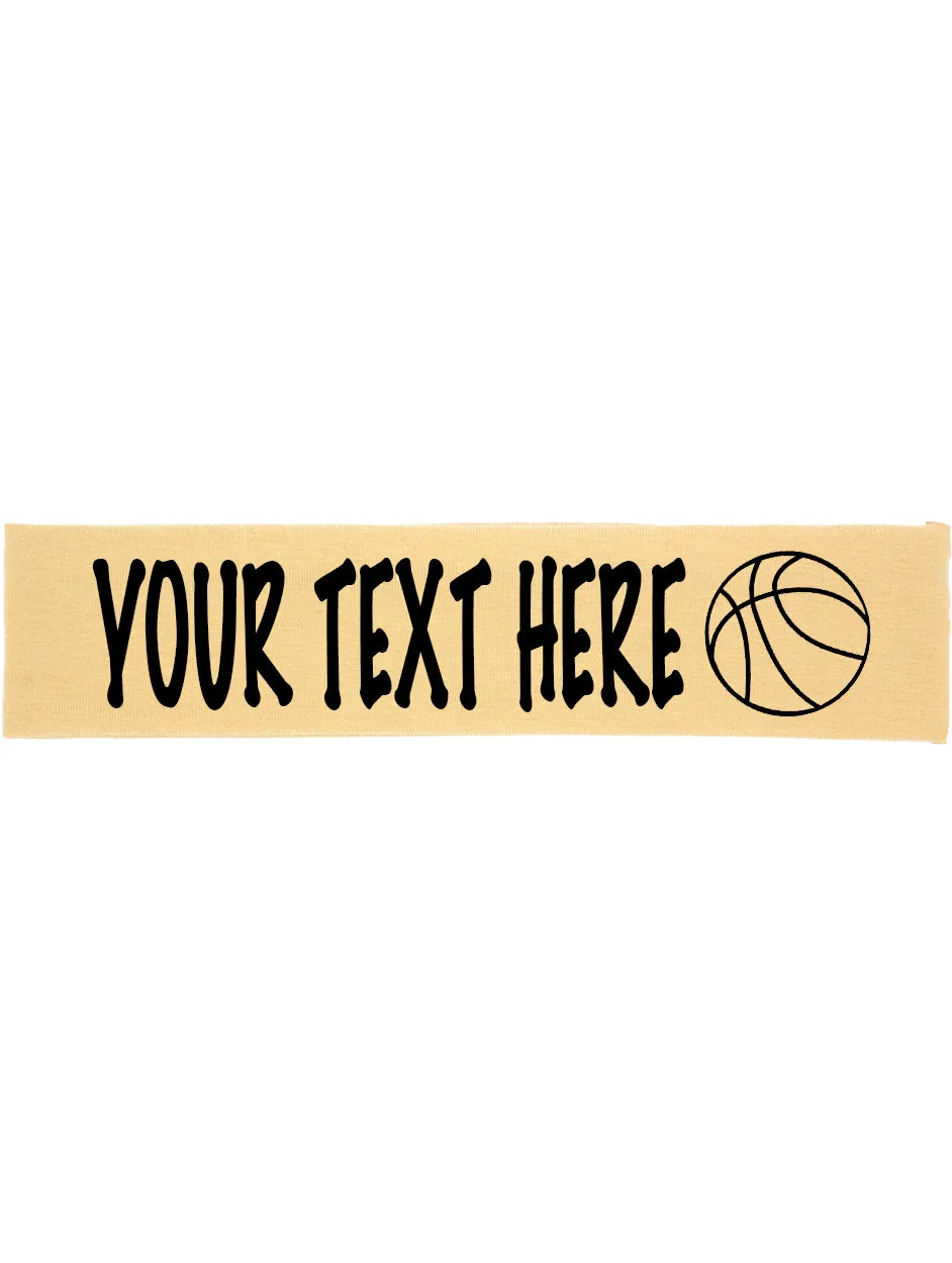 Custom BASKETBALL Cotton Headband - Flat (Non Sparkle) Letters!