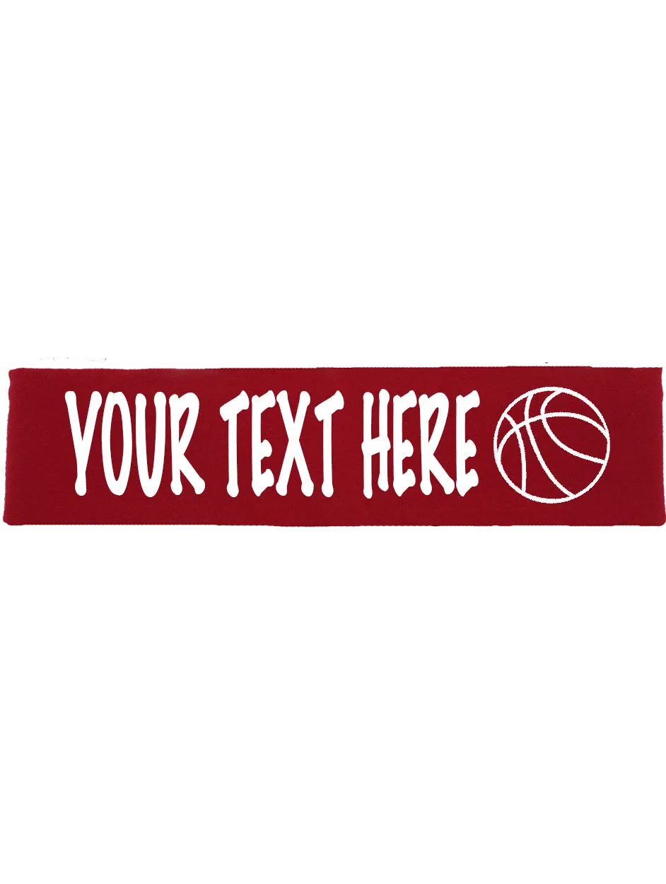 Custom BASKETBALL Cotton Headband - Flat (Non Sparkle) Letters!
