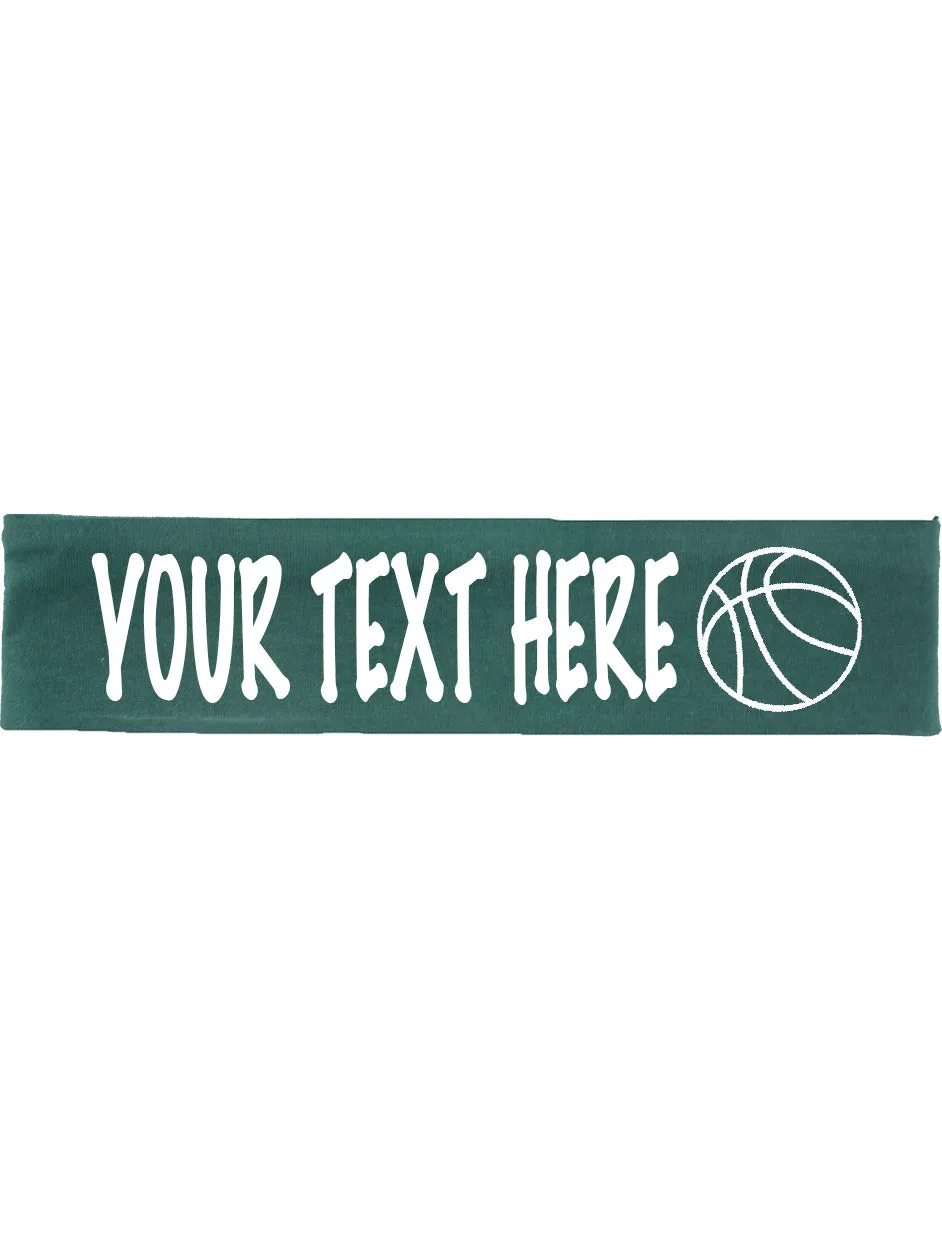 Custom BASKETBALL Cotton Headband - Flat (Non Sparkle) Letters!