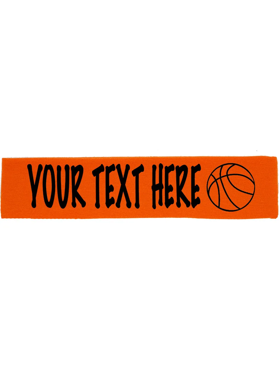 Custom BASKETBALL Cotton Headband - Flat (Non Sparkle) Letters!