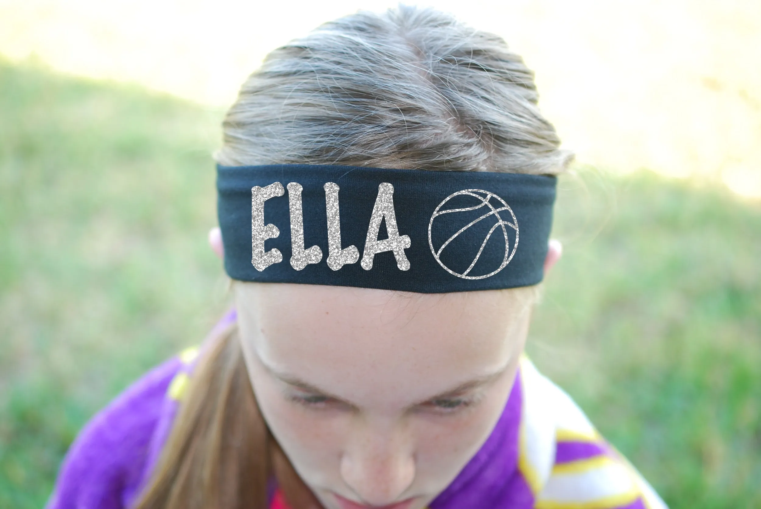 Custom Basketball Headband (Cotton/Lycra) - Sparkle Letters!