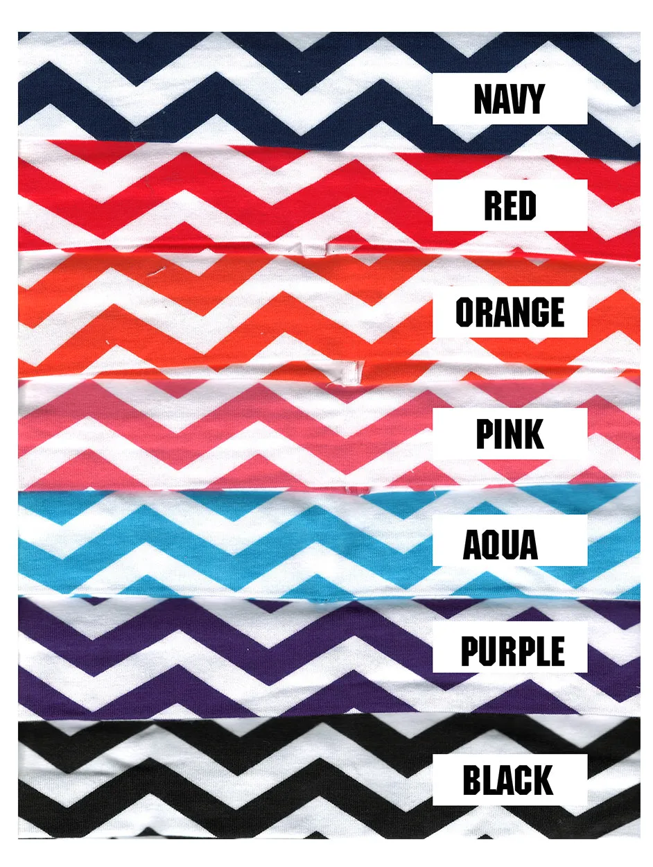 Custom Cotton CHEVRON Headband - Flat (Non Sparkle) Letters!
