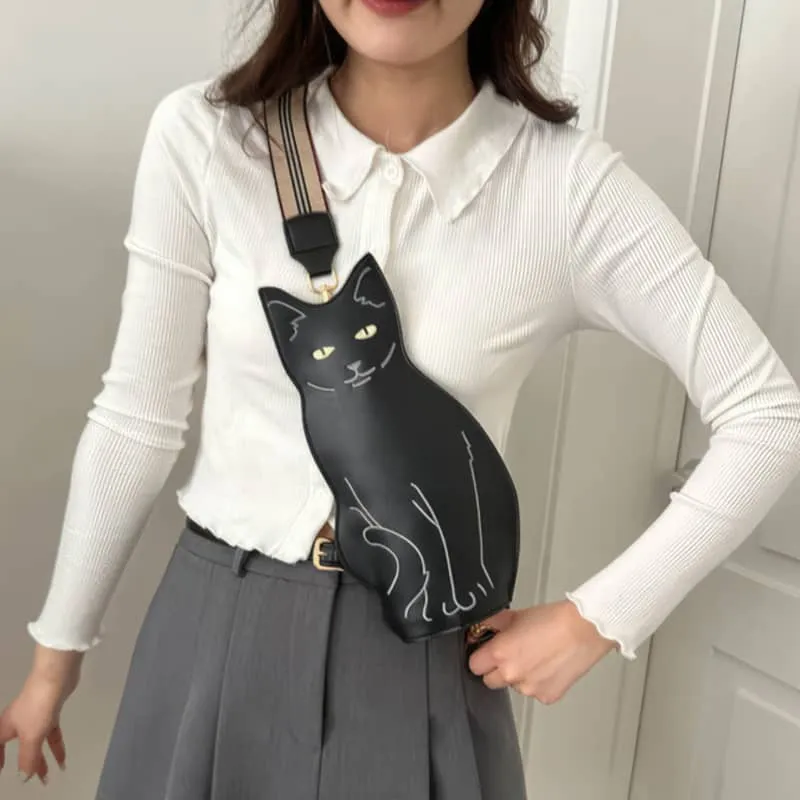 Cute Cartoon Kitten Shoulder Crossbody PU Bag