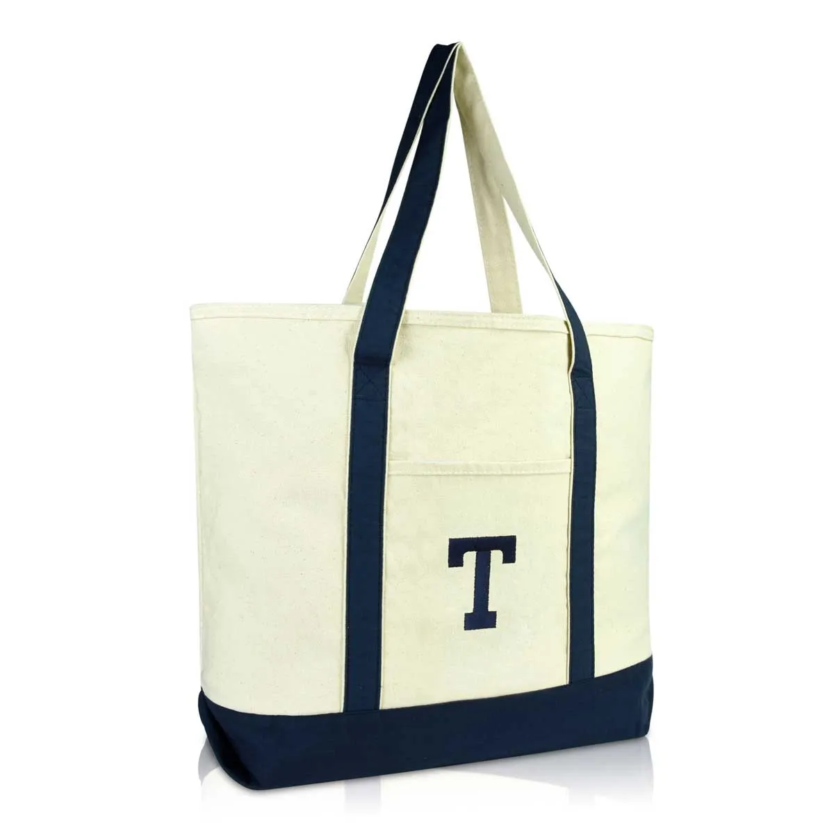 Dalix Initial Tote Bag Personalized Monogram Zippered Top Letter - T