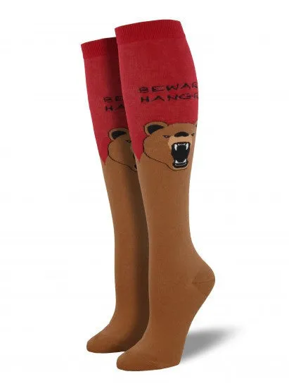 Hangry Bear Knee High Socks (Women's)