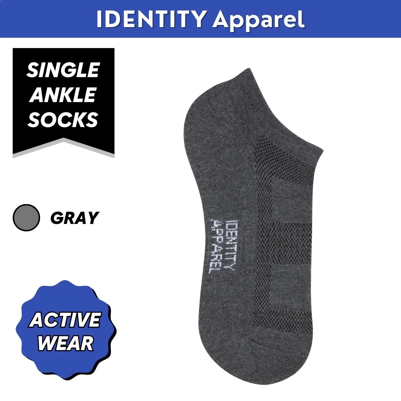 IDENTITY Apparel Performance Enhancing Moisture-Wicking Active Wear Ankle Length Socks