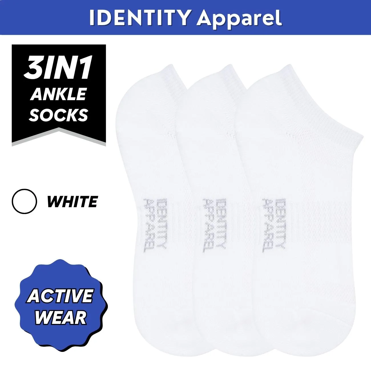 IDENTITY Apparel Performance Enhancing Moisture-Wicking Active Wear Ankle Length Socks