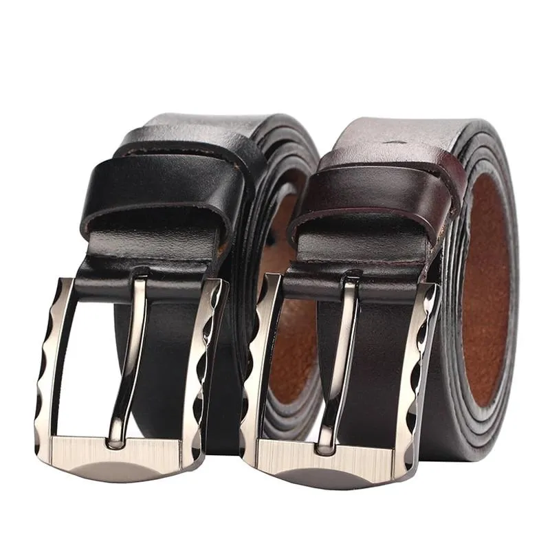 Men's Genuine Leather Luxury Belt with Silver Buckle