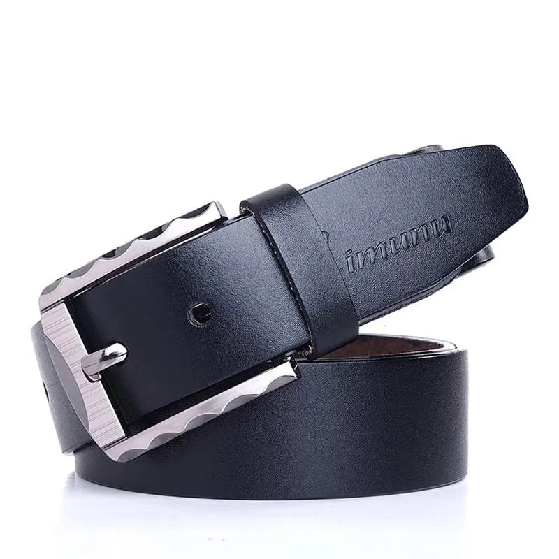 Men's Genuine Leather Luxury Belt with Silver Buckle