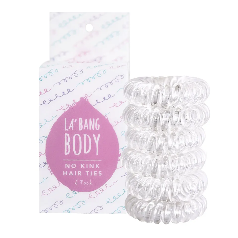 NEW No Kink Hair Ties - Clear x 6