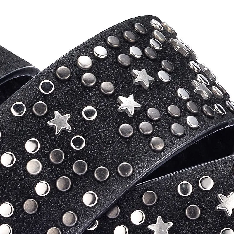 Star-Studded Leather Belts Designer Belts for Women