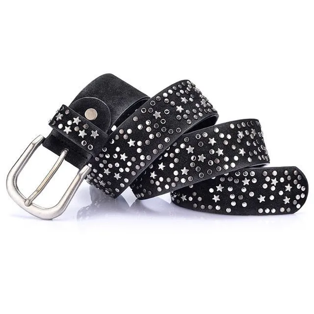 Star-Studded Leather Belts Designer Belts for Women