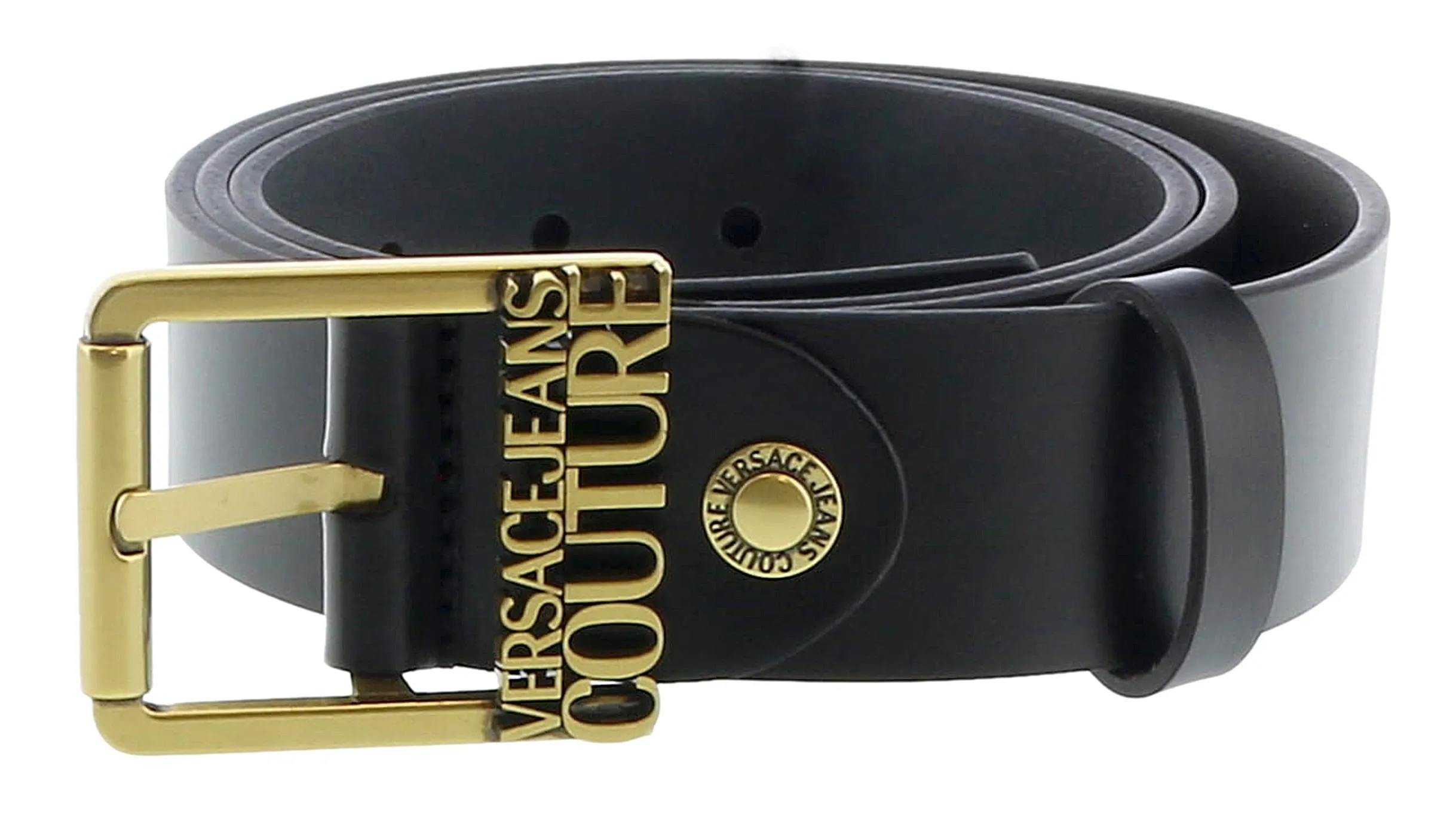Versace Jeans Couture Black Sleek Signature Buckle Belt Adjustable Mens Belt-