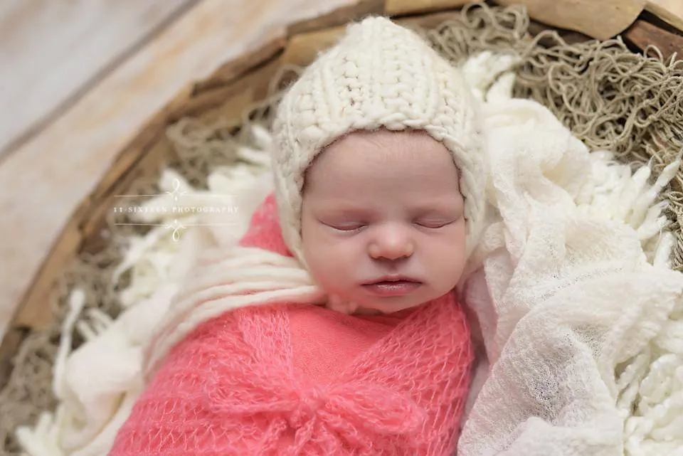 Watermelon Pink Mohair Knit Baby Wrap