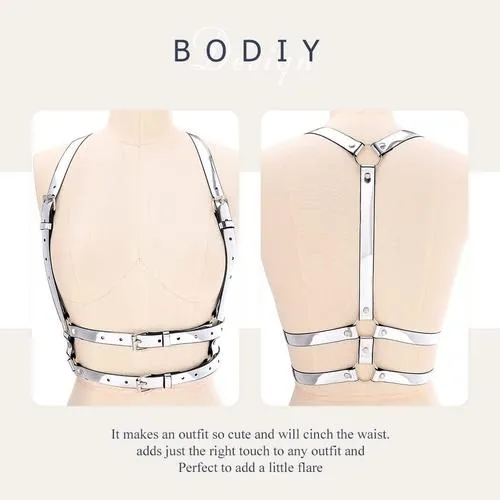 Women High Waisted Harness Belt Mirror Waist Strap Belts Rave Punk Rock Belts