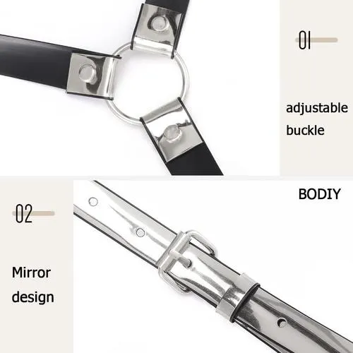Women High Waisted Harness Belt Mirror Waist Strap Belts Rave Punk Rock Belts